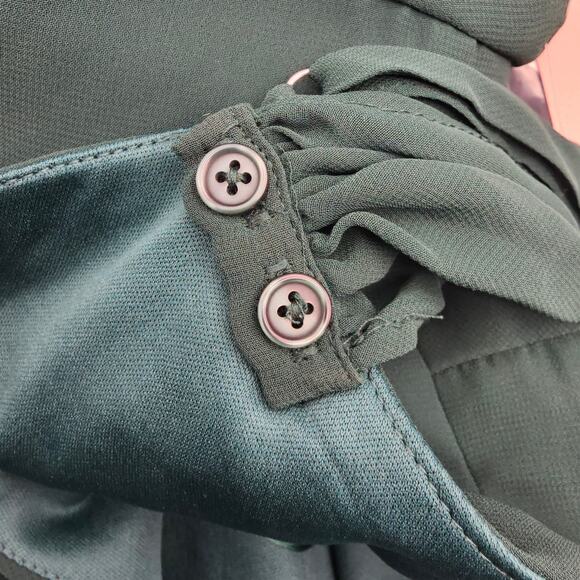 Birdy Grey Womans size 2X Curve Devin Chiffon Formal Maxi Dress Gown Emerald NEW - Picture 5 of 10